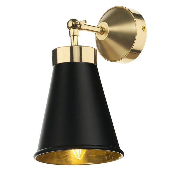 David Hunt Hyde HYD0740-10 Black Adjustable Single Wall Light Complete With Brass Inner