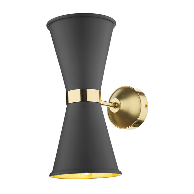 David Hunt Hyde HYD0940-10 Black Double Wall Light Complete With Brass Inners