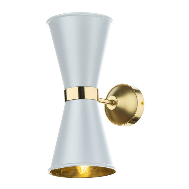 David Hunt Hyde HYD0940-01 Artic White Double Wall Light Complete With Brass Inners