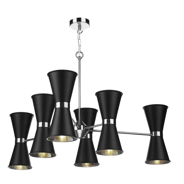 David Hunt Hyde HYD1250-10 Black 12 Light Pendant Complete with Chrome Inners