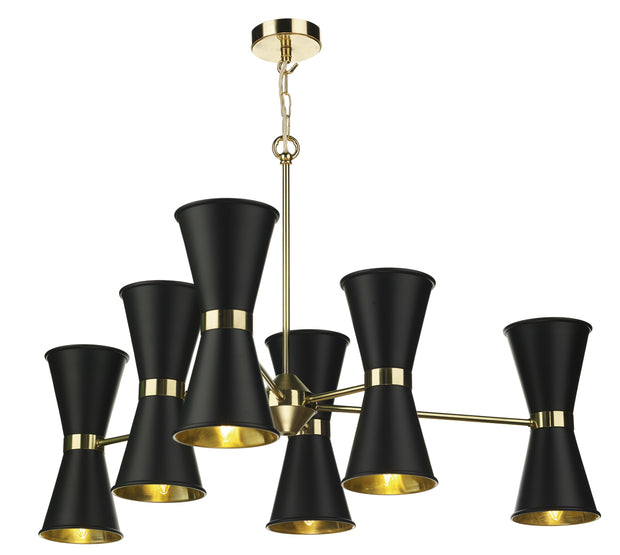 David Hunt Hyde HYD1240-10 Black 12 Light Pendant Complete With Polished Brass Inners