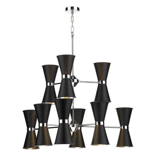 David Hunt Hyde HYD1850-10 Black 18 Light Pendant Complete with Chrome Inners