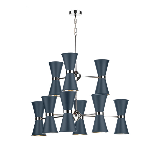 David Hunt Hyde HYD1850-09 Smoke Blue 18 Light Pendant Complete With Chrome Inners