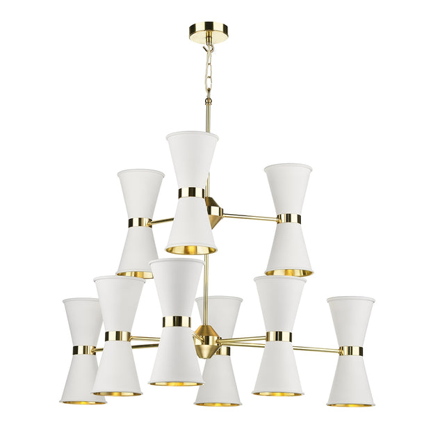 David Hunt Hyde HYD1840-01 Arctic White 18 Light Pendant Complete With Polished Brass Inners