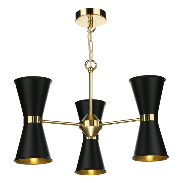 David Hunt Hyde HYD0640-02 Black 6 Light Pendant Complete With Polished Brass Inners