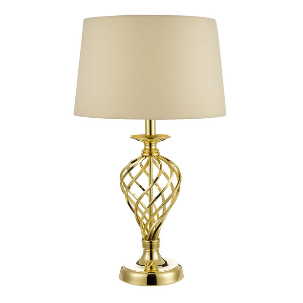 Dar Iffley IFF4335 Gold Twist Touch Table Lamp Complete With Cream Faux Silk Shade