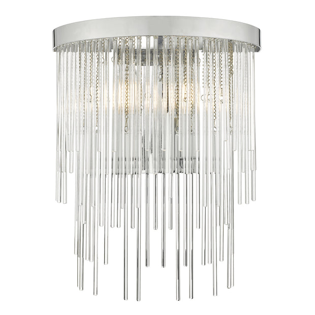 Dar Isla ISL0950 2 Light Wall Light In Polished Chrome Finish With Clear Glass Rods