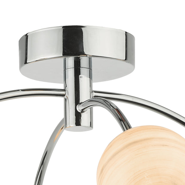 Dar Izzy 4 Light Semi-Flush Ceiling Light In Polished Chrome Complete With Swirl Glass