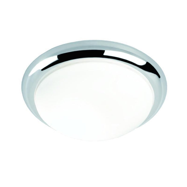 Idolite 335mm Polished Chrome Circular Flush 2 Light Ceiling Light Complete With Matt White Glass