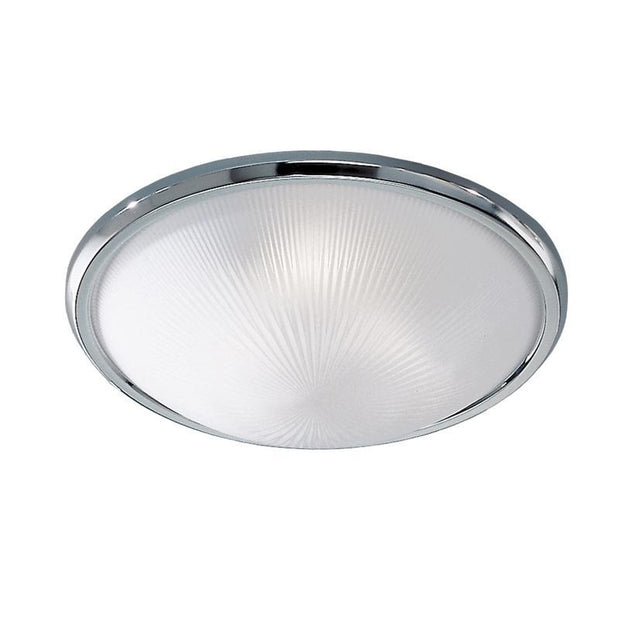 Idolite 400mm Circular Flush 3 Light Ceiling Light In Polished Chrome Complete With Frosted Prismatic Glass