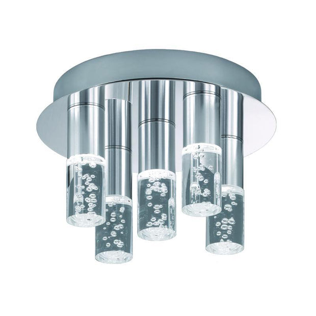 Idolite 5 Light Led Polished Chrome Flush Bathroom Ceiling Light - IP44