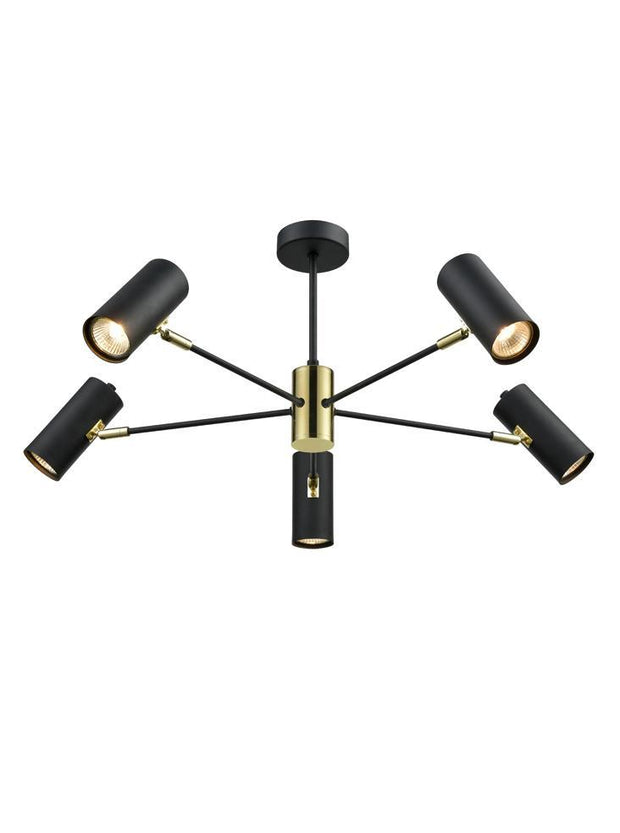 Idolite Adige Black And Gold 5 Light Semi-Flush Spotlight