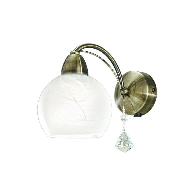 Idolite Adour Bronze Single Wall Light Complete With Alabaster Effect Glass