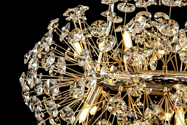 Idolite Alborz French Gold 58 Light Round Crystal Pendant Light