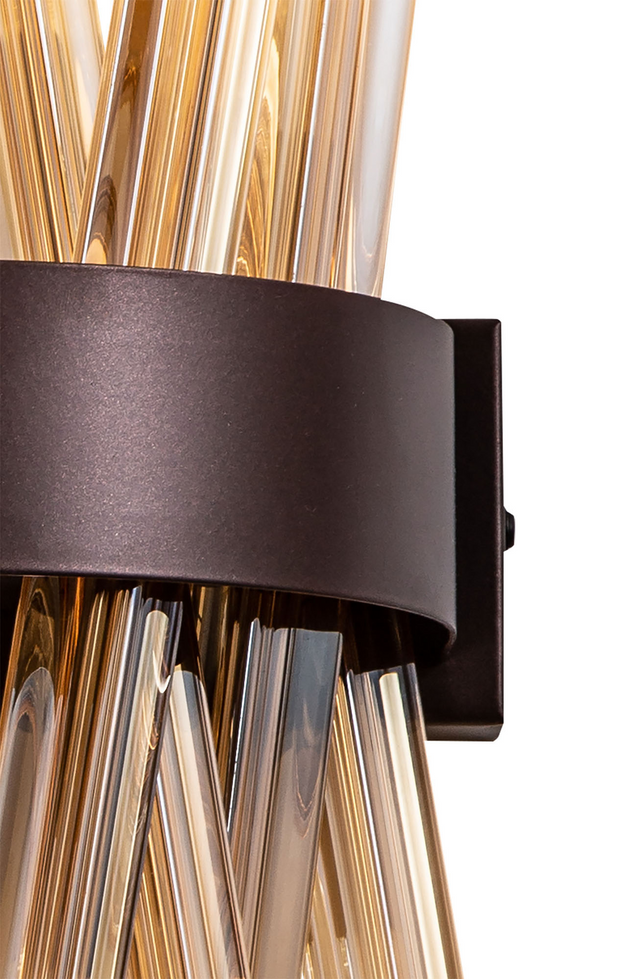 Idolite Burns Bronze Oxide Large 2 Light Wall Light Complete With Champagne Glass Rods