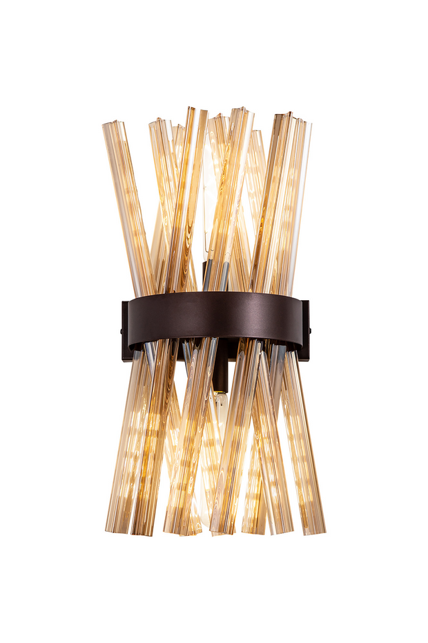 Idolite Burns Bronze Oxide Large 2 Light Wall Light Complete With Champagne Glass Rods