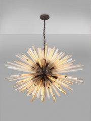 Idolite Burns Brown Oxide Large 32 Light Oval Pendant Complete With Champagne Glass Rods