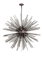 Idolite Burns Brown Oxide Large 32 Light Round Pendant Complete With Smoke Glass Rods