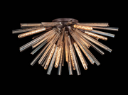 Idolite Burns Brown Oxide Large 8 Light Semi-Flush Ceiling Light Complete With Champagne Glass Rods