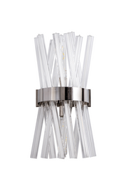 Idolite Burns Polished Nickel Large 2 Light Wall Light Complete With Clear Glass Rods