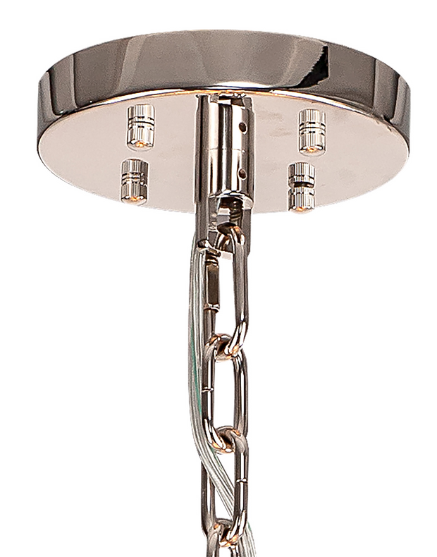 Idolite Burns Polished Nickel Large 32 Light Round Pendant Complete With Champagne Glass Rods