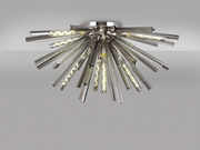 Idolite Burns Polished Nickel Large 8 Light Semi-Flush Ceiling Light Complete With Smoke Glass Rods