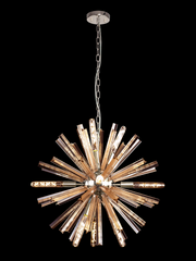 Idolite Burns Polished Nickel Round 10 Light Pendant Complete With Champagne Glass Rods