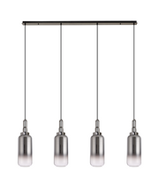 Idolite Camille Black Chrome 4 Light Linear Bar Pendant With Smoked/Clear Ombre Glasses