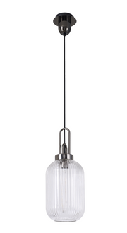 Idolite Camille Black Chrome Single Pendant Light With Clear Ribbed Glass