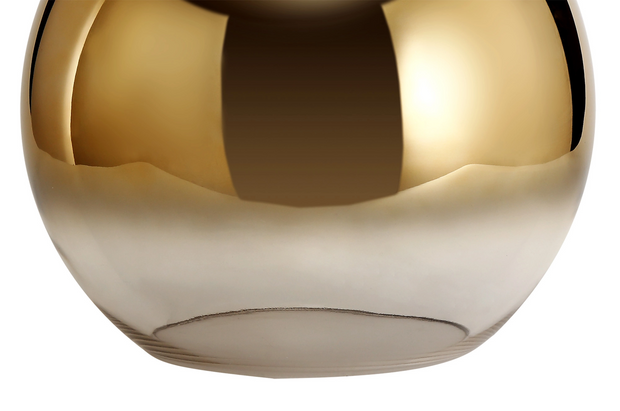 Idolite Camille Brass Gold 4 Light Linear Bar Pendant With Brass Gold/Clear Ombre Glass Globes