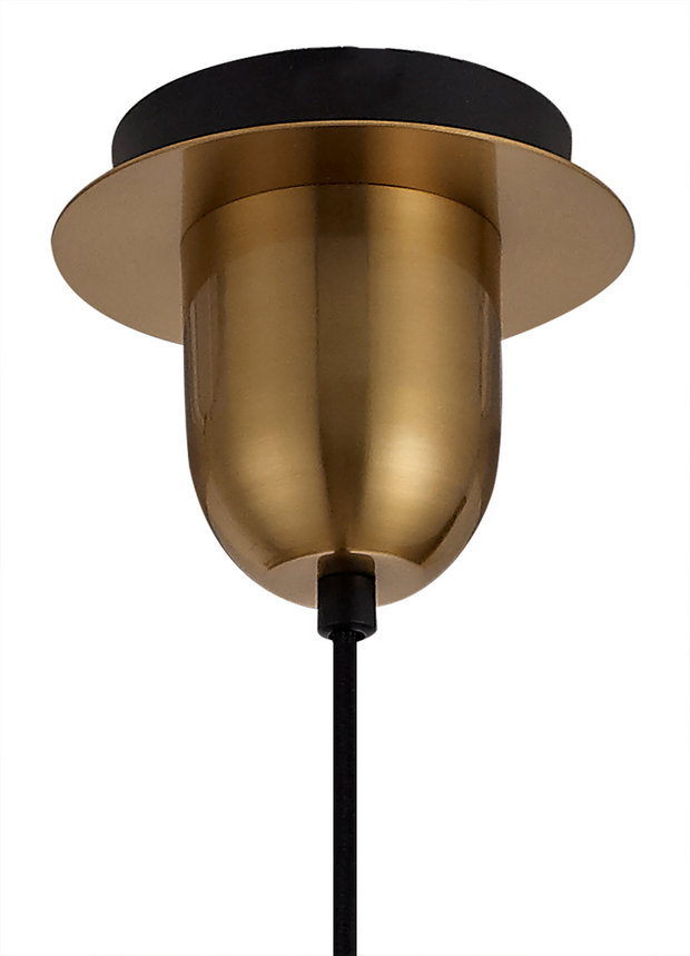 Idolite Camille Brass Gold Single Pendant Light With Opal Ribbed Glass