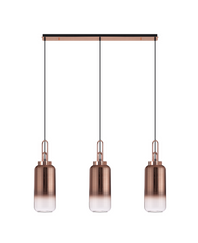 Idolite Camille Copper 3 Light Linear Bar Pendant With Copper/Clear Ombre Glasses