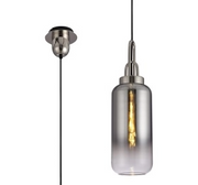 Idolite Camille Polished Nickel Finish Single Pendant Light C/W Smoked/Clear Ombre Glass