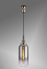 Idolite Camille Polished Nickel Finish Single Pendant Light C/W Smoked/Clear Ombre Glass