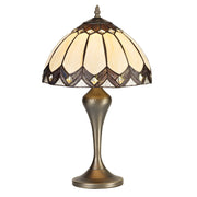 Idolite Chigwell Brown/Cream/Aged Antique Brass Table Lamp