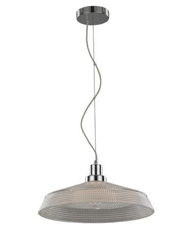 Idolite Doubs 400mm Polished Chrome Pendant Light Complete With Clear Textured Glass