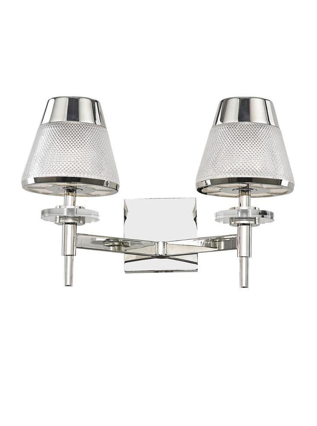 Idolite Doubs Polished Chrome Double Wall Light Complete With Clear Textured Glasses