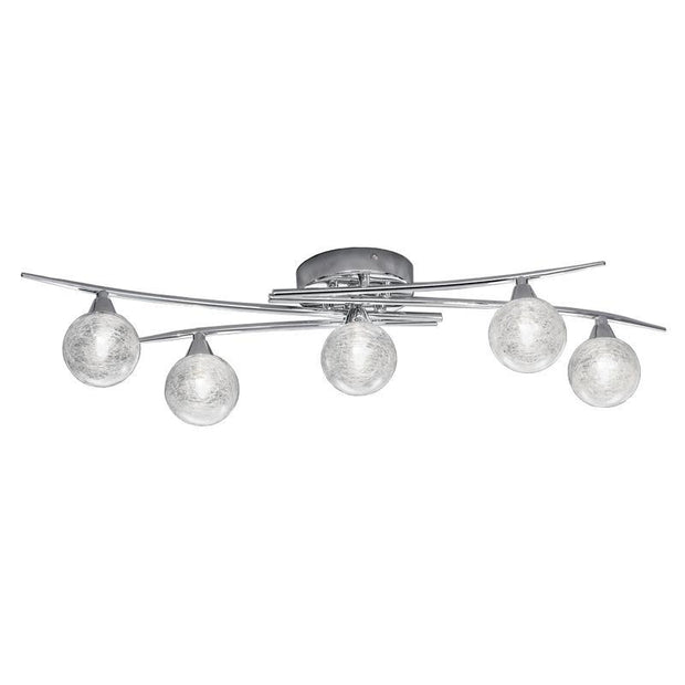 Idolite Douro Polished Chrome Flush 5 Light Ceiling Light Complete With Clear Glass
