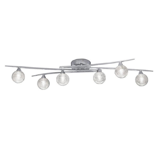 Idolite Douro Polished Chrome Flush 6 Light Ceiling Light Complete With Clear Glass