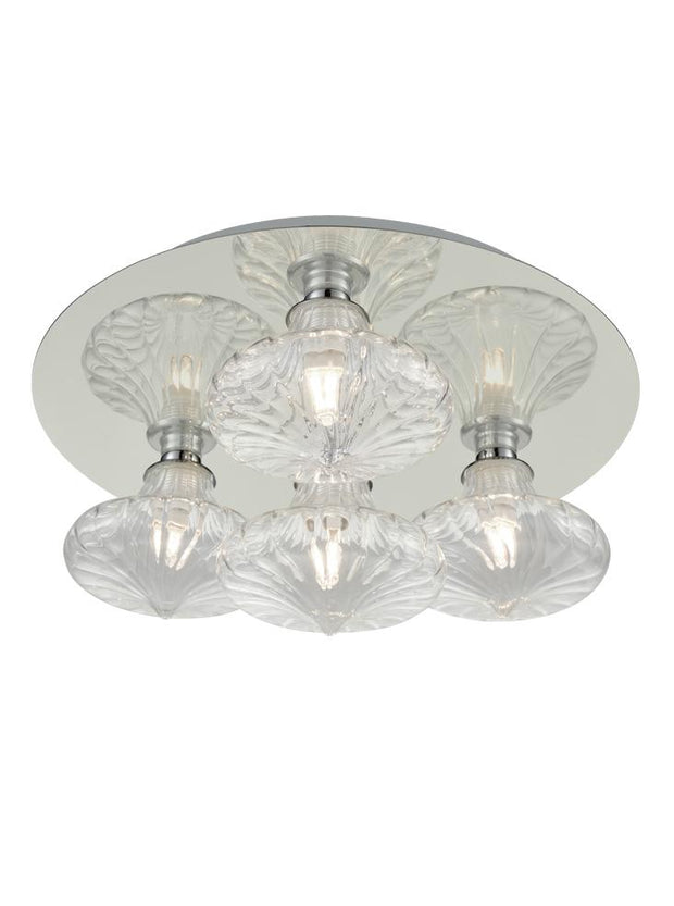 Idolite Flush Polished Chrome Bathroom Ceiling Light Complete With Clear Glasses- IP44