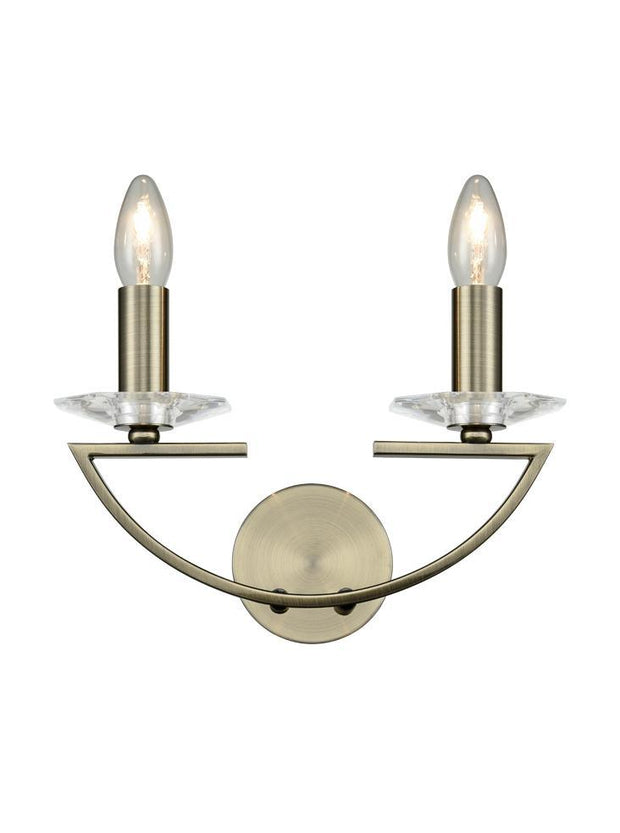 Idolite Garonne Bronze Double Wall Light Complete With Crystal Sconces