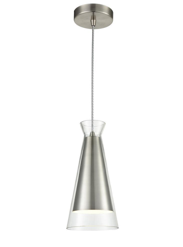 Idolite Hron Satin Nickel Single Pendant Light Complete With Clear Glass