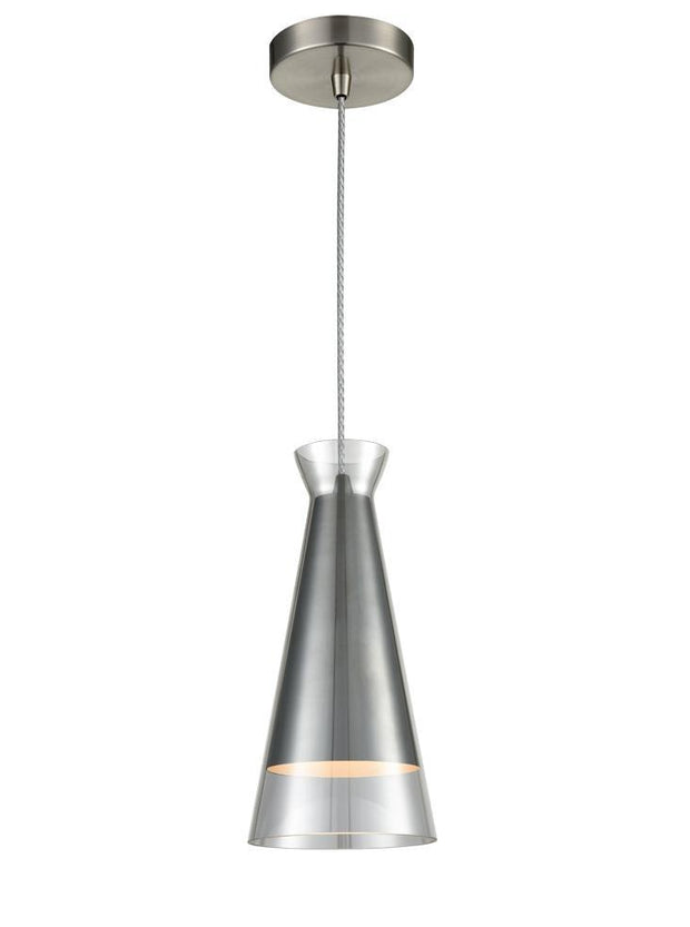Idolite Hron Satin Nickel Single Pendant Light Complete With Smoked Glass
