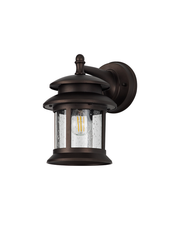 Idolite Jada Antique Bronze Finish Exterior Wall Light C/W Clear Seeded Glass - IP44