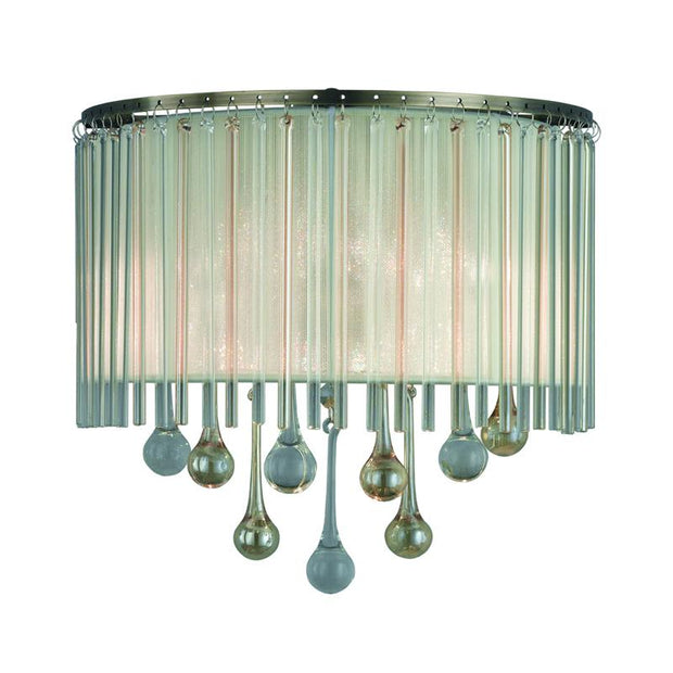 Idolite Jarama Bronze Double Wall Light Complete With Cream Strung Shade And Crystal Decoration