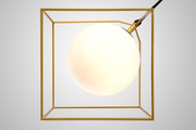 Idolite Julikske Matt Black/Painted Gold Single Pendant Light C/W Frosted Glass Globe