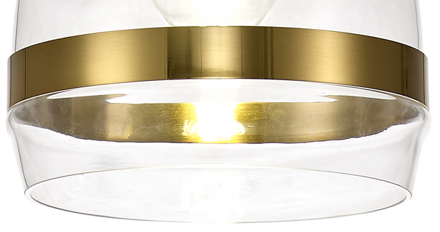 Idolite Kali Ancient Brass Finish Single Pendant Light C/W Clear Glass