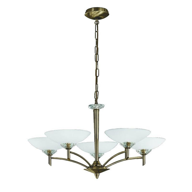Idolite Marne Bronze 5 Light Fitting Complete With Opal Glasses