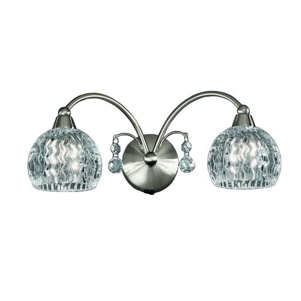 Idolite Minho Satin Nickel Double Wall Light Complete With Clear Glasses