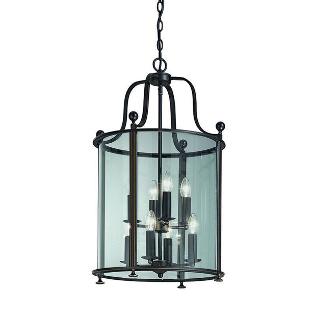 Idolite Osam Antique Bronze Finish 8 Light Lantern Complete With Clear Glass Panels